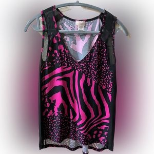 #3 Sleeveless Nina Piu Blouse Black & Dark Pink
